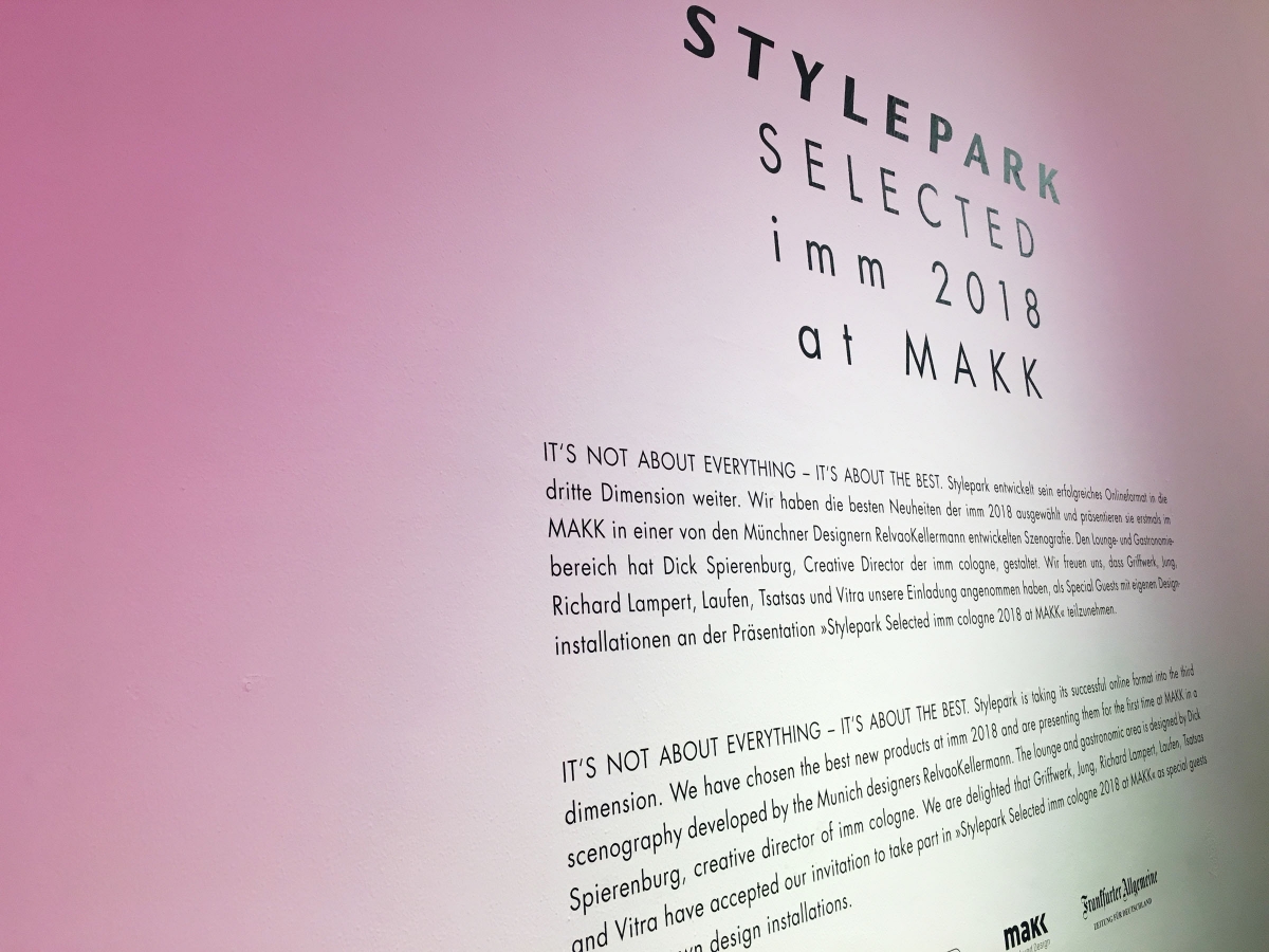 IMM 2018 Köln Interior Design Ausstellungsdesign | Büro RELVAOKELLERMANN | Stylepark Selected IMM 2018 | MAKK