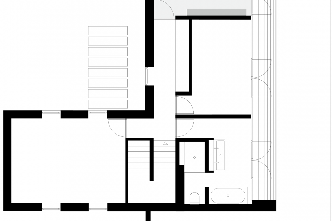 Innenarchitektur eines Jugendzimmer in dunklem Grau mit funktionalen und maßgefertigten Einbauten © Heike Schwarzfischer Interiordesign in Landshut bei München